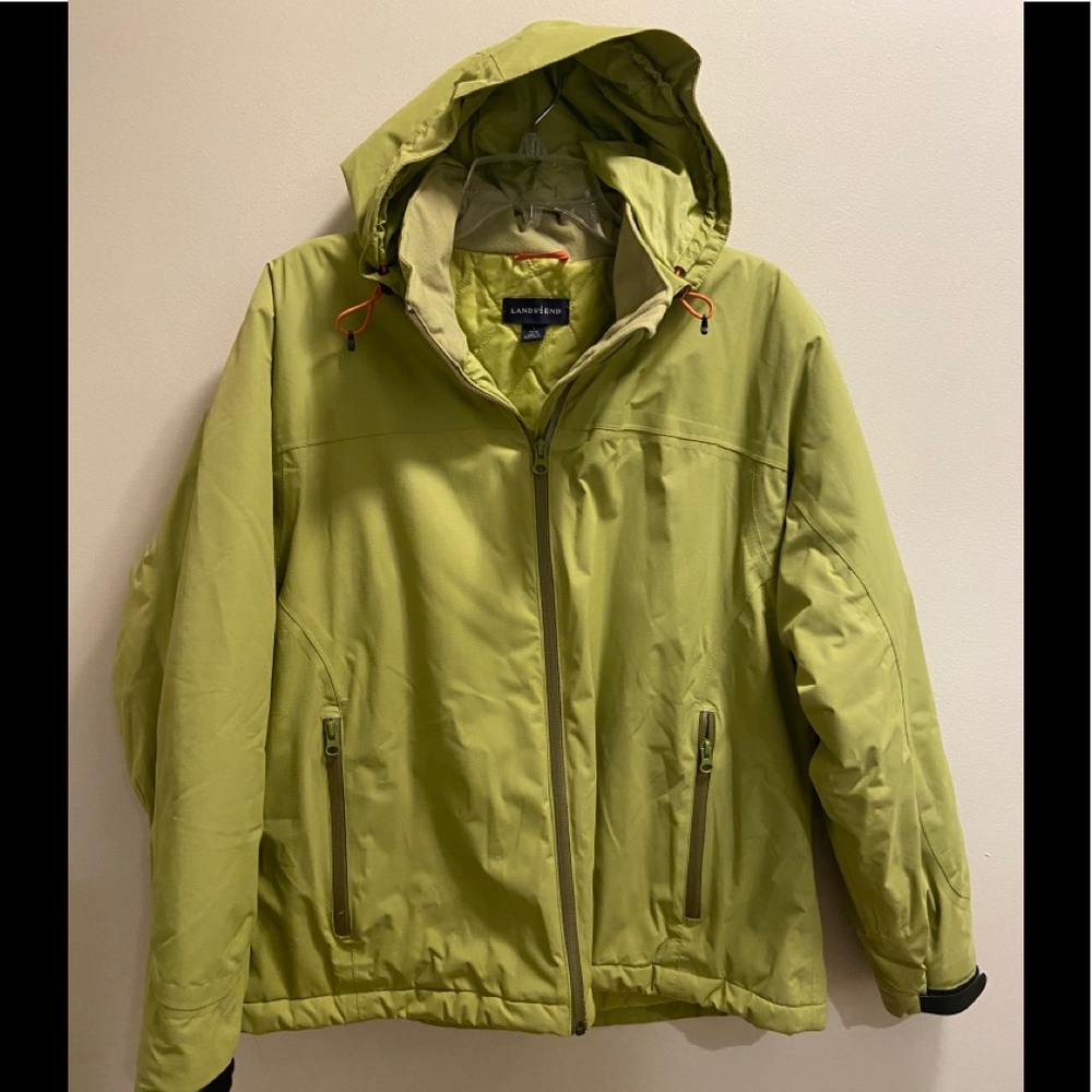Lands end womens jacket hooded green sz L 14-16